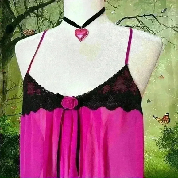 APT 9 Purple Mesh Slip With Black Lace Size L - Picture 2 of 7